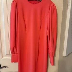 Trina Turk Vibrant Coral Long Sleeve Dress